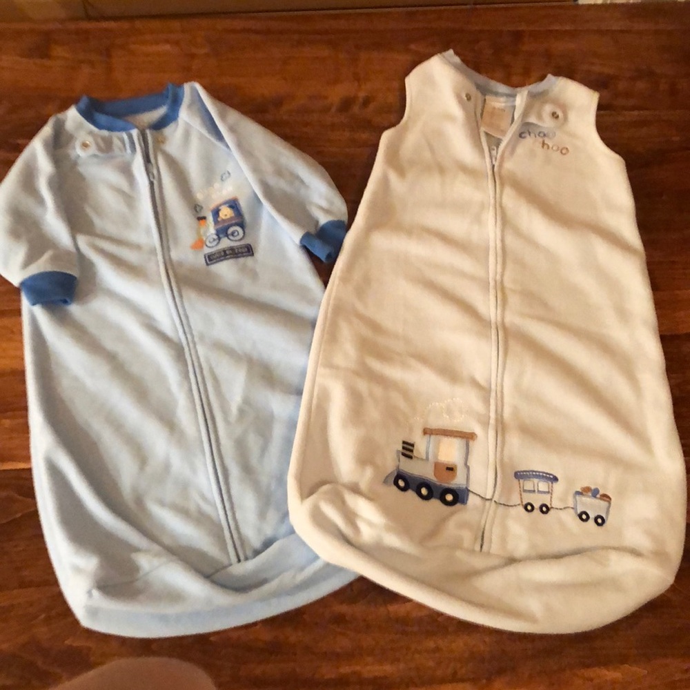Infant train fleece sleep sacks. GUC